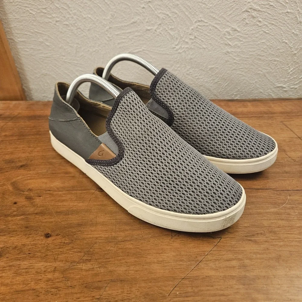 OluKai Pehuea Slip On Sneaker Womens Size 11‎ Gray Perforated Mesh Beach